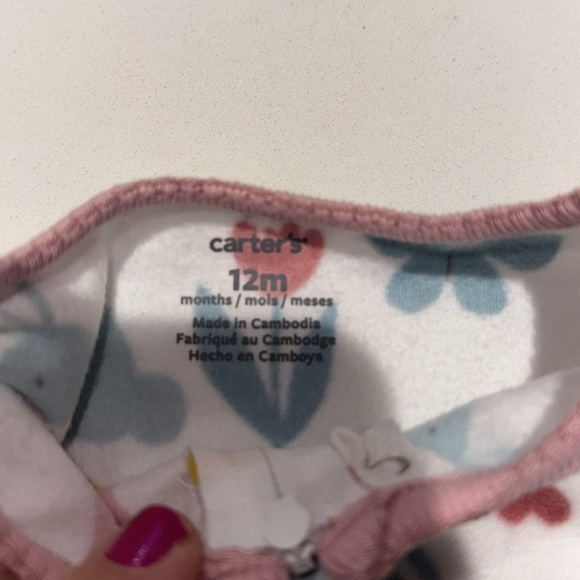 Carters Baby Fleece Onesie Pajamas Feet Zip Up 12M NWT - Picture 3 of 3